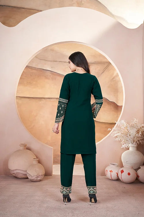 Women's Eid Special Three Piece Pakistani Suit Green Color Georgette Fabric