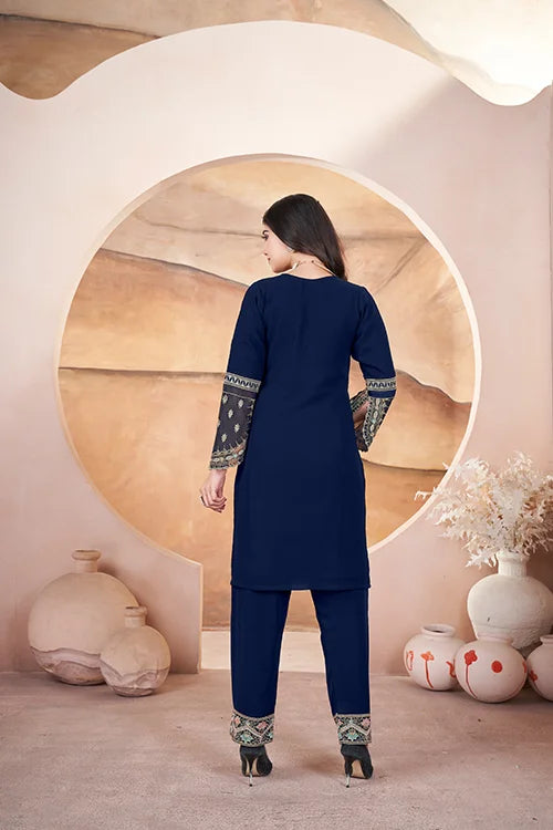 Women's Eid Special Three Piece Pakistani Suit Blue Color Georgette Fabric
