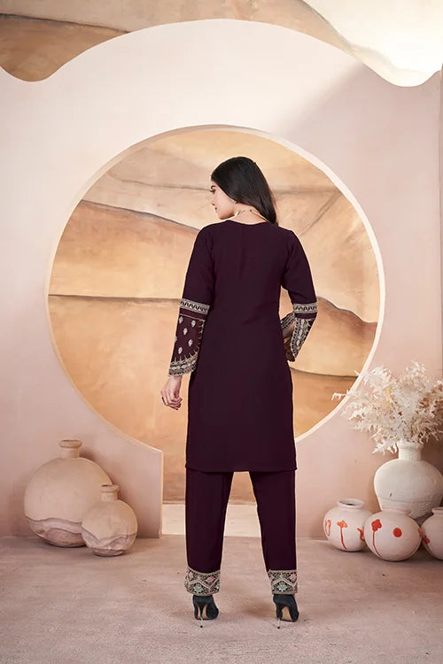 Women's Eid Special Three Piece Pakistani Suit Brown Color Georgette Fabric