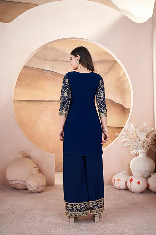 Women's Ramzan Special Blue Color Designer Three Piece Pakistani Suits