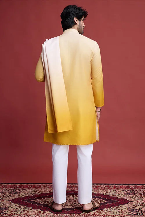 Stylish Designer Haldi Special Yellow Kurta with Real Mirror Work