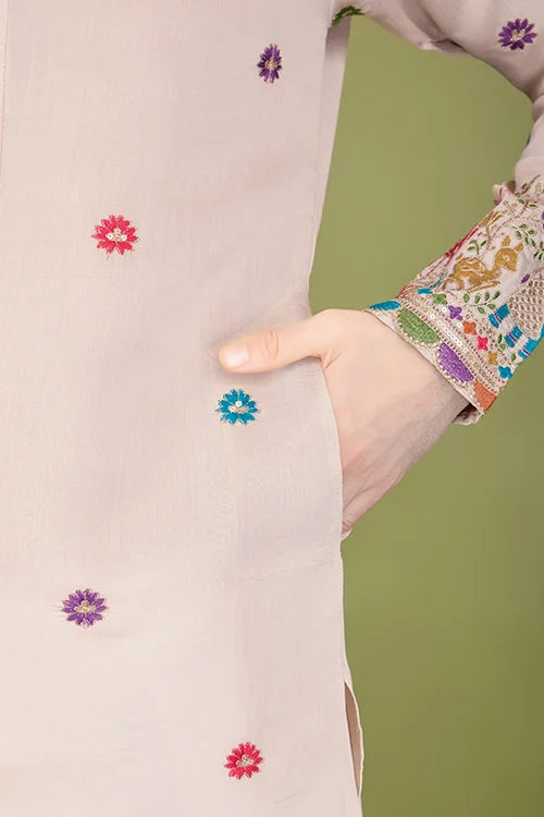Ivory Designer Viscose Silk Kurta with Thread Work